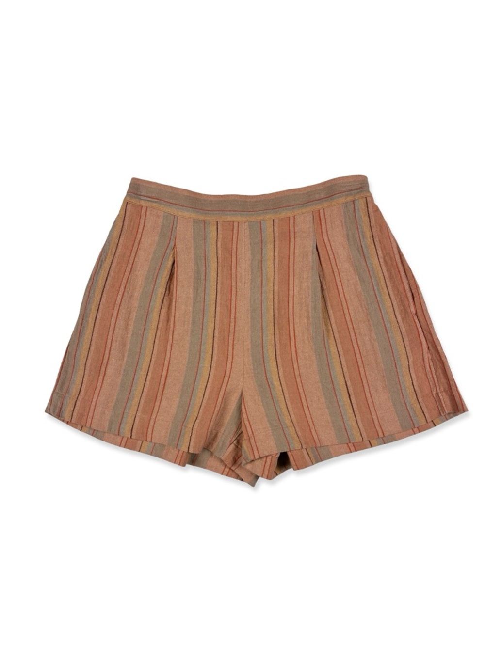 Madewell Orange Striped Cotton Linen Pull On Shorts